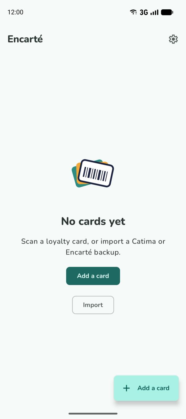 Encarté's home screen