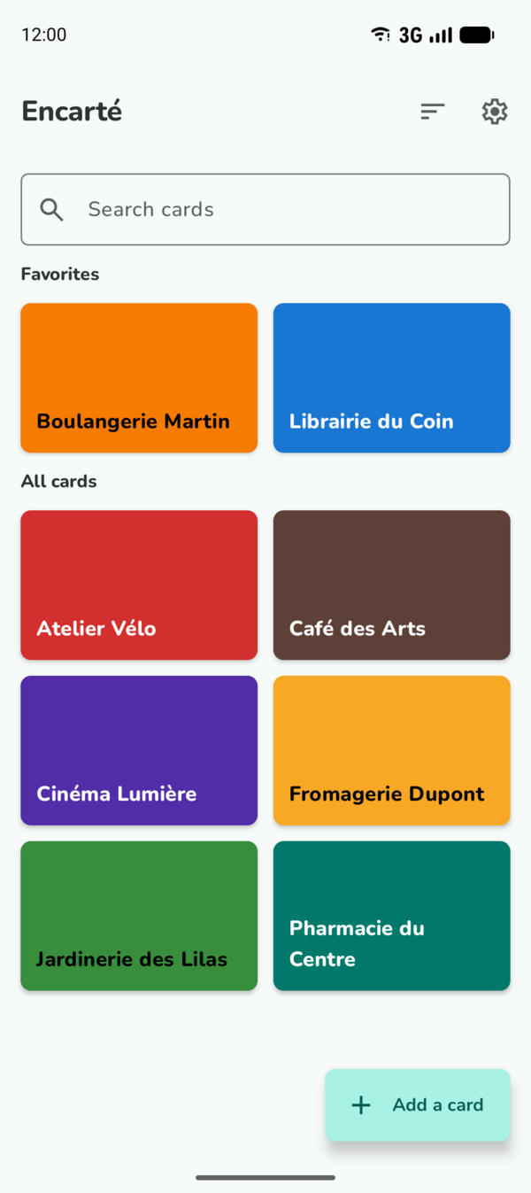 The card list